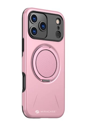 כיסוי פלסטיק ורוד עבור Miracase Miramag iPhone 17 Pro Max – פריט בודד כיסוי ורוד עם טבעת מתכווננת במרכז ופתח למצלמות