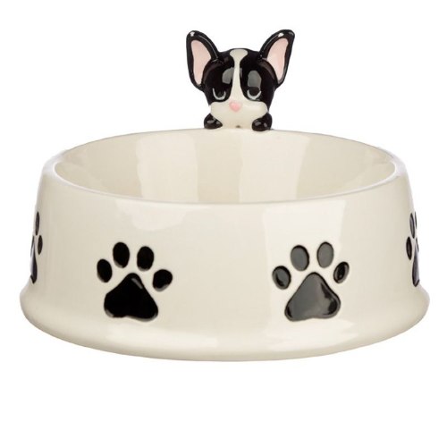 קערת קרמיקה לכלב עם דמות נתלית French Bulldog - סוג ב'
