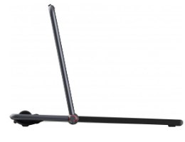 הליכון מתקפל WalkingPad K12 – הליכון אחד אפור כהה מונח במצב מקופל חלקית על רקע לבן עם חוטי