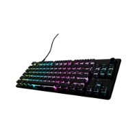 מקלדת גיימינג Turtle Beach Vulcan II TKL – פריט בודד מקלדת שחורה עם תאורת RGB מוארת נראית בזווית על רקע לבן