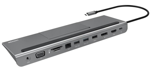 תחנת עגינה אוניברסלית USB-C 11 ב-1 - תמיכה ב-3 מסכים 4K, Gigabit Ethernet, D1022A Unitek