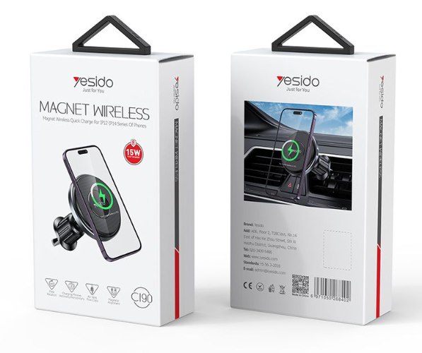 מעמד רכב למזגן משולב טעינה אלחוטית Magsafe למכשירי אייפון Yesido C190