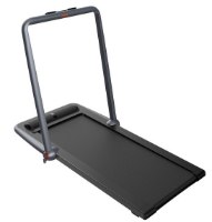 הליכון מתקפל WalkingPad K12 – הליכון אחד בצבע אפור כהה ושחור במצב פתוח עם ידית אחיזה עומדת אלחוטי