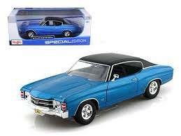 דגם מכונית מאיסטו מהדורה מיוחדת כחולה 1/18 Maisto 1971 Chevrolet Chevelle SS