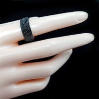 טבעת כסף רחבה משובצת אבני זרקון שחורות RG5544 | תכשיטי כסף | טבעות כסף