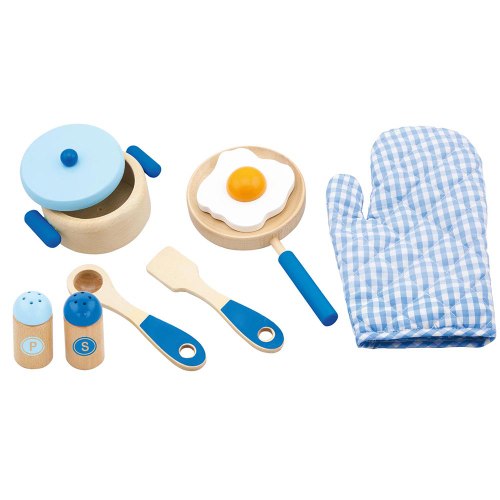 ויגה - סט כלי מטבח כחול + כפפה מעץ VIGA 50115