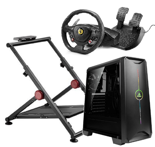 סט נהיגה עם מחשב 2 - הגה ופדלים THRUSTMASTER T80 ומעמד SS-WS - אריזה פתוחה