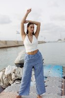 מכנסי ברנדון חגורה תכלת