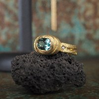 One of a Kind 18K Gold Indicolite Tourmaline Ring