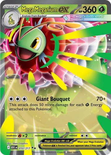 קלף פוקימון בודד single - MEGA MEGANIUM EX – ASCENDED HEROES – 010/217