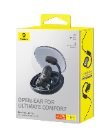 אוזניות ספורט אוזן-פתוחה אלחוטיות +Shokz OPENFIT 2 – תצוגה מפורקת של אוזנייה אלחוטית אחת בצבע אפור כהה עם רכיביה הפנימיים