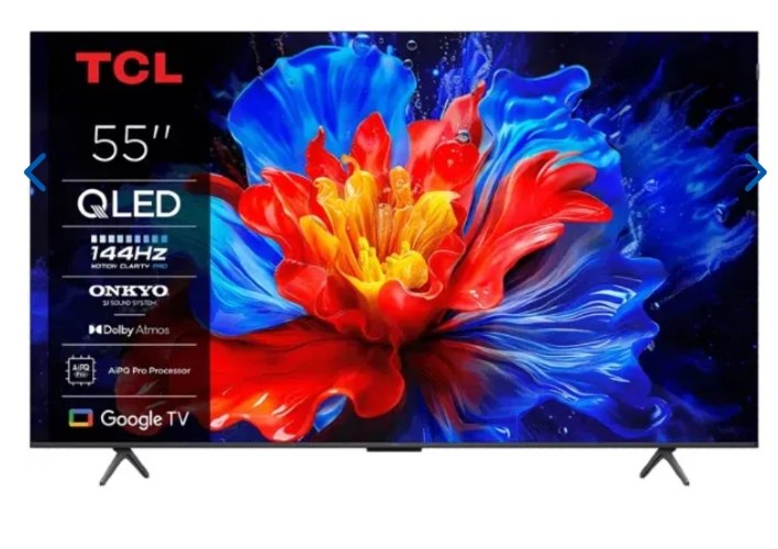 טלוויזיה חכמה "55 TCL 4K QLED 144Hz GOOGLE TV דגם 55P8K
