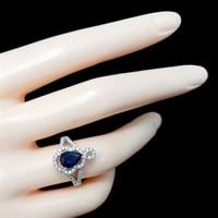 טבעת כסף משובצת אבן זרקון כחולה וזרקונים קטנים RG5654 | תכשיטי כסף 925 | טבעות כסף