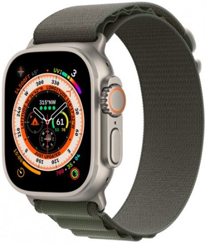 שעון חכם Apple Watch Ultra 49mm GPS + Cellular צבע שעון Titanium Case צבע רצועה Green Alpine Loop