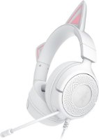אוזניות גיימינג חוטיות צבע לבן Razer Kraken Kitty V3 X – אוזניית גיימינג חוטית לבנה עם אוזני חתול ורודות ומיקרופון מובנה