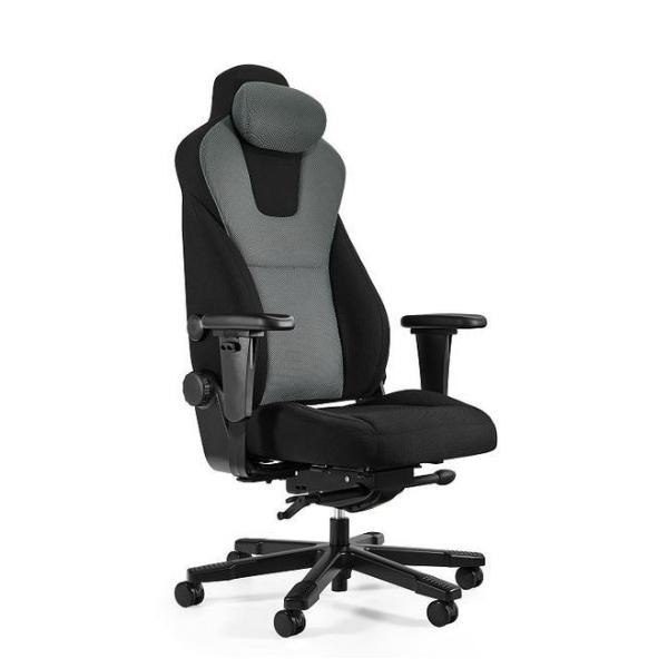 כיסא אורטופדי Keisar G-Force – פריט בודד כיסא שחור-אפור עם משענת ראש ובסיס גלגלים