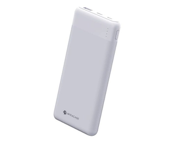 מטען נייד Miracase בהספק 10,000mAh עם יציאת טייפ-סי - בצבע לבן