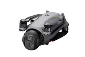 רחפן DJI Mavic 4 Pro Fly More Combo – רחפן אפור מקופל מונח על רקע לבן מציג את המצלמה הקדמית