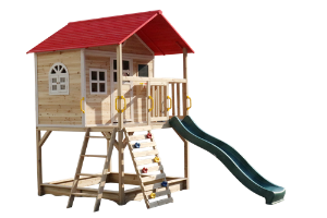 בית עץ לילדים מעץ אורן איכותי דגם מקסי | 245X230X296 סמ |TB2283 |קפיץ קפוץ