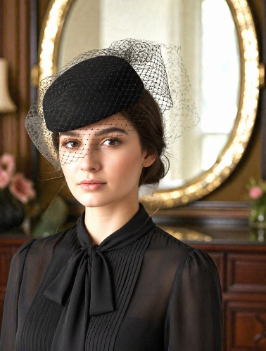 כובע שחור עם רשת