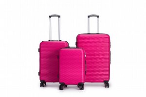 סט 3 מזוודות איכותיות SWISS  - צבע ורוד
