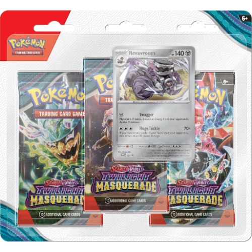 קלפי פוקימון 3 חפיסות בליסטר Pokémon TCG Twilight Masquerade SV06 3-Pack Blister EN Revavroom