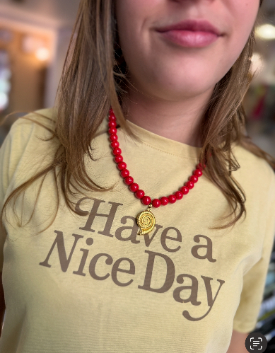 שרשרת חרוזים קונכיה אדום