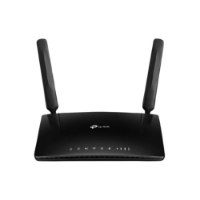 נתב Tp-Link MR6400 Wireless N 4G LTE – פריט בודד ראוטר שחור עם שתי אנטנות ונוריות חיווי על רקע לבן 2 4GHz