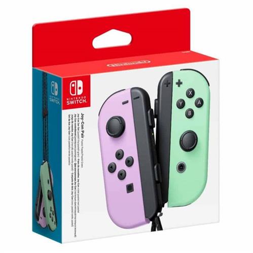 זוג שלטי ג'ויקון לNintendo Switch בצבעים סגול וירוק פסטל