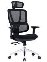 כיסא משרד ארגונומי צבע שחור Sitplus Clover – כיסא בודד שחור עם גב רשת מושב ובסיס כסוף על גלגלים