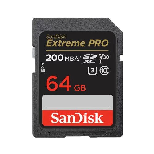כרטיס SD SanDisk Extreme Pro 64GB V30 במהירות 200MB/s סנדיסק