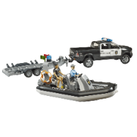 טרקטור גיפ RAM 2500 POWER WAGON - משטרה + סירת הצלה Bruder 02507