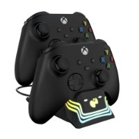 מטען כפול וסוללות נטענות עבור שלטי Turtle Beach PDP Afterglow™ Wave+ Xbox – עמדת עגינה כפולה שחורה עם RGB