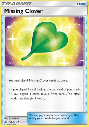 קלף בודד single פוקימון - missing clover - Ultra Prism - 129/156