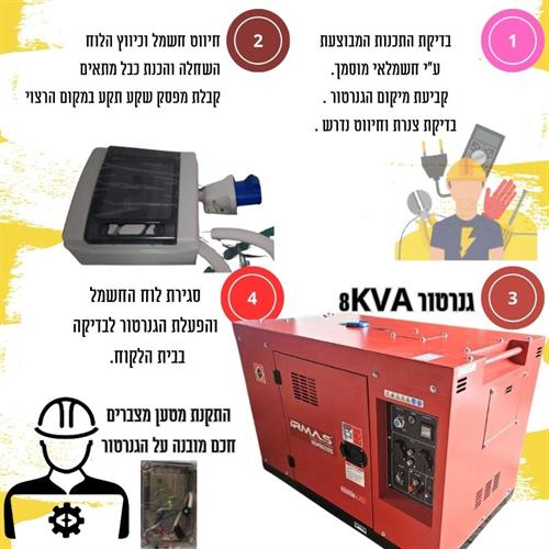 מערכת חרום ידנית לבית - גנרטור 8KVA ומערכת הפעלה ידנית מותקן בבית הלקוח