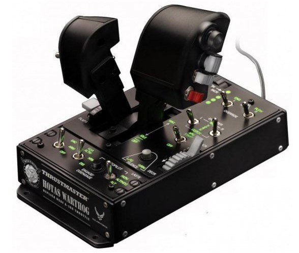 יחידת מצערת כפולה Thrustmaster HOTAS Warthog עם לוח בקרה ותאורת LED ל-PC