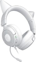 אוזניות גיימינג חוטיות צבע לבן Razer Kraken Kitty V3 X – פריט בודד לבן בעל אוזני חתול ומיקרופון מובנה מוצג באלכסון