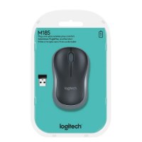 עכבר אלחוטי אפור Logitech Wireless Mouse M185 Retail – עכבר אפור ומקלט USB ארוזים באריזת בליסטר שקופה