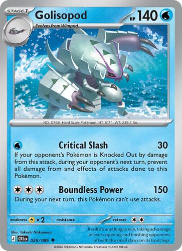 קלף בודד single פוקימון - golisopod - Chaos Rising - 026/086
