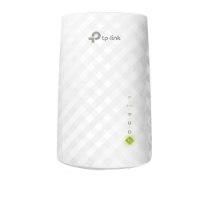 מגדיל טווח אלחוטי Tp-Link RE220 AC750 Mesh Wi-Fi Range Extender – יחידה לבנה אחת עם לוגו TP-Link ומחוון רשת ירוק