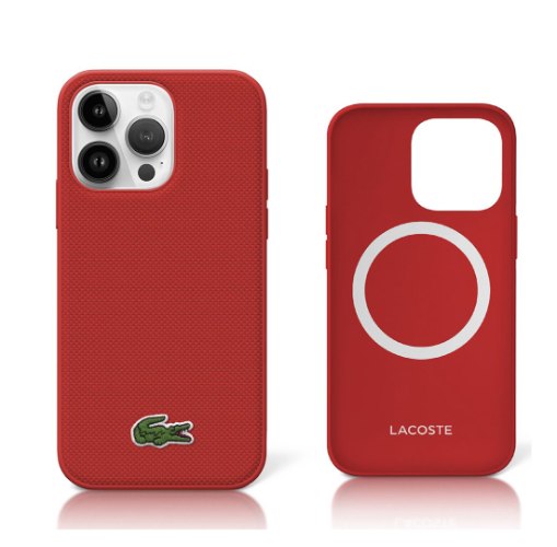 כיסוי יוקרתי מבית Lacoste לאייפון 16 פרו (iPhone 16 Pro) - אדום עם תמיכת MagSafe