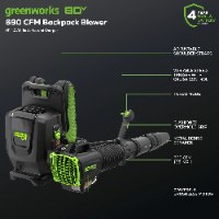 מפוח גב נטען מקצועי Dual-Port + 2 סוללות 4.0Ah ומטען כפול - GREENWORKS 80V PRO