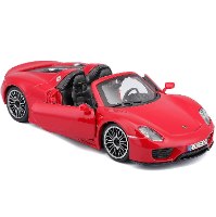 דגם מכונית בוראגו פורשה 918 אדומה 1/24 Bburago Porsche 918 Spyder Convertible Red