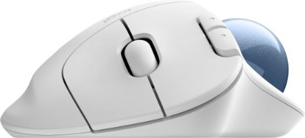 עכבר ארגונומי אלחוטי עם כדור עקיבה Logitech Ergo M575S – עכבר לבן עם כדור עקיבה כחול