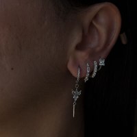 עגילי חישוק משובץ | חישוק 1.5 ס"מ