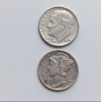 זוג מטבעות ONE DIME- ארה"ב, שנת 1941, 1954