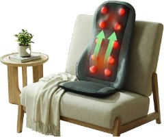 מושב עיסוי שיאצו עם פונקציית סריקת גוף Medics Care MC-2370 BodySync – פריט בודד מושב עיסוי אפור עם נקודות זוהרות