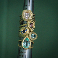 Green Beryl and Diamonds Ring