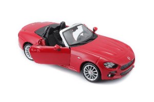 דגם מכונית בוראגו פיאט 124 ספיידר אדום Bburago Fiat 124 Spider 1/24