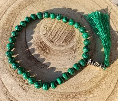 מסבחת אבן חן אילת / מלאכית (Malachite) ירוקה – 33 חרוזים